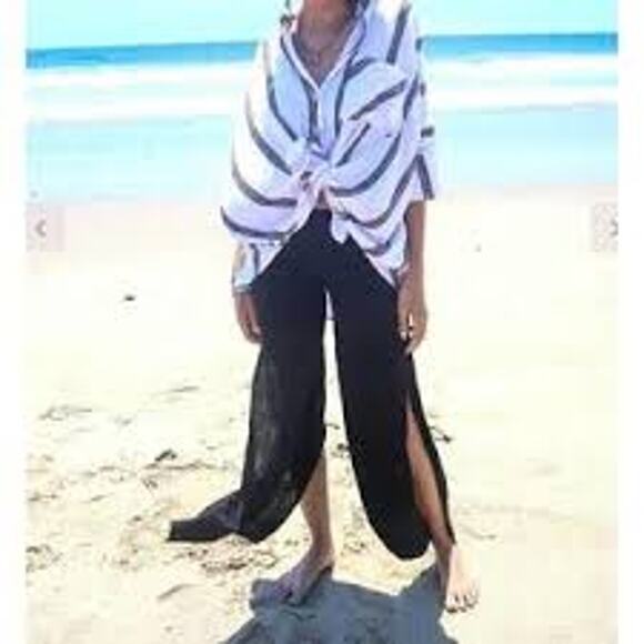 STARK X Side Slit Cotton Gauze Pant GRAY Size Small S LOUNGEWEAR BREEZY BEACH - Picture 1 of 10